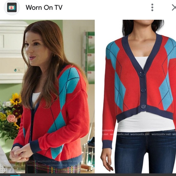 Roses Argle Cardigan Sweater by Arizona - Picture 2 of 5